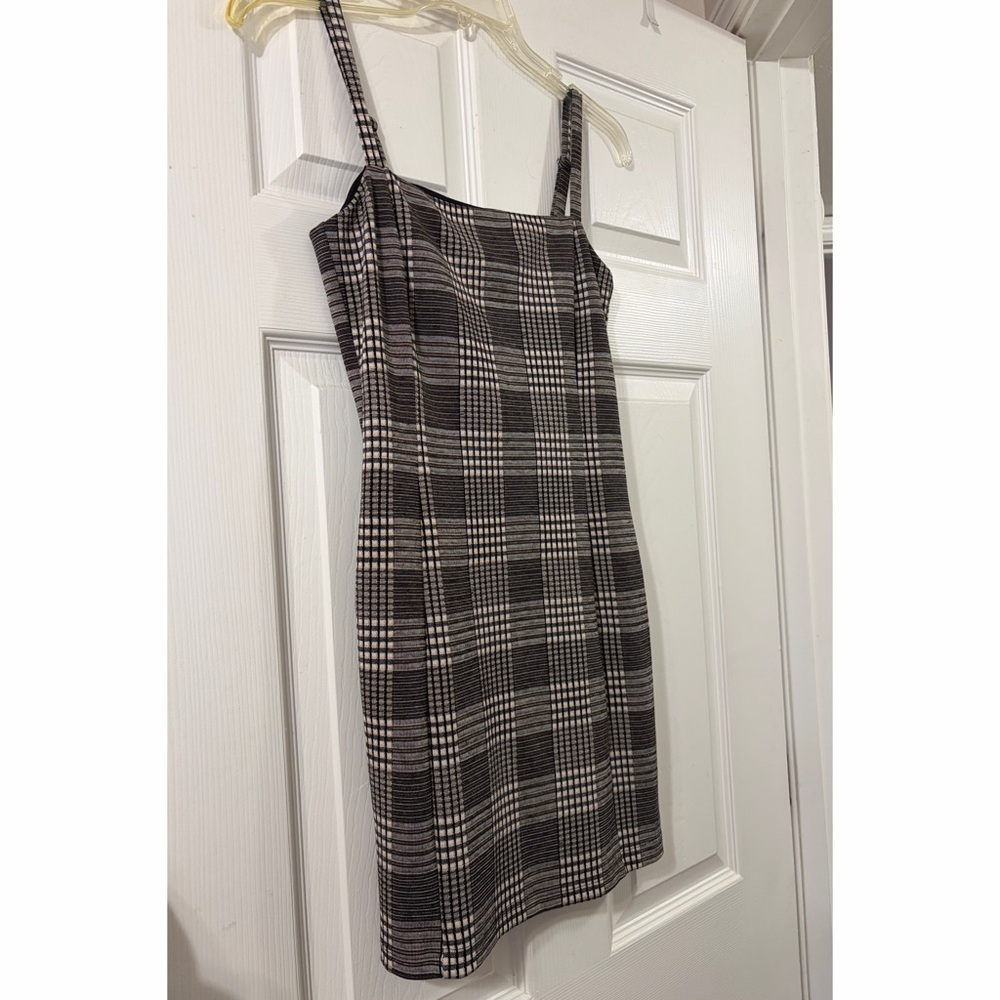 Plaid Yellow, Black, and White Women's Dress